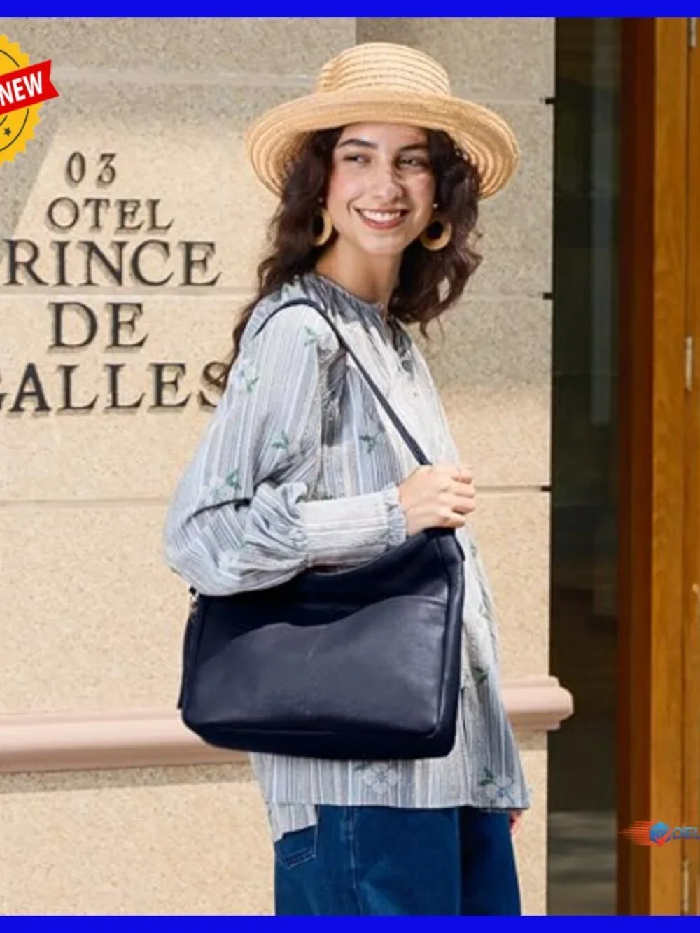 Genuine Leather Hobo Crossbody Bag with Adjustable Straps, Large Size